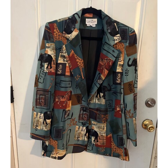 Lori Zoni vintage animal print blazer size Large - Picture 1 of 7
